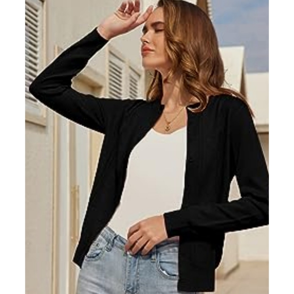 Grace Karin Button Down Cardigan Sweater Black Size S